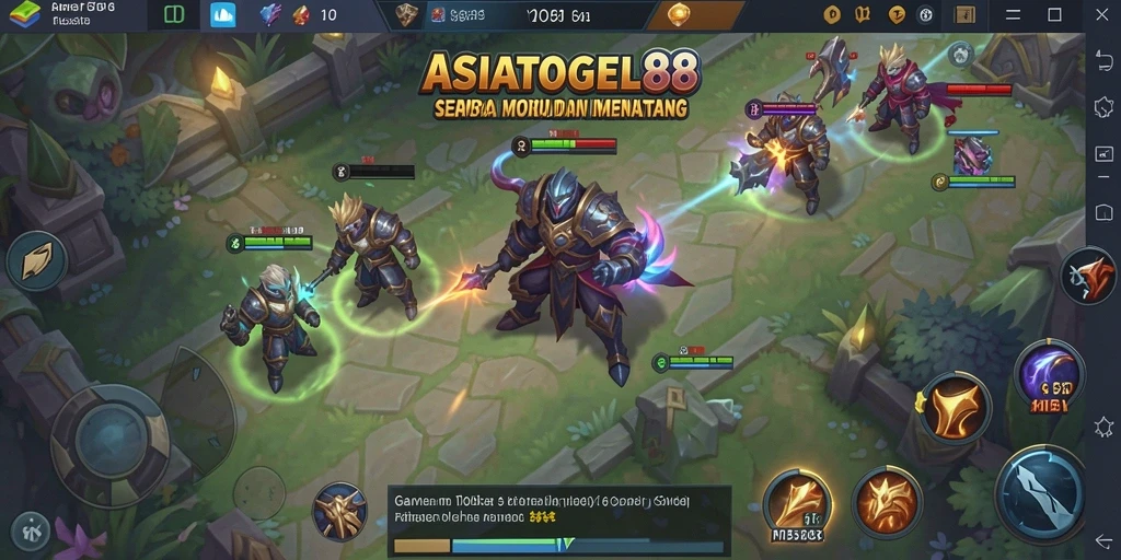 Tangkapan layar gameplay ASIATOGEL88 menampilkan aksi pertempuran tim yang intens.