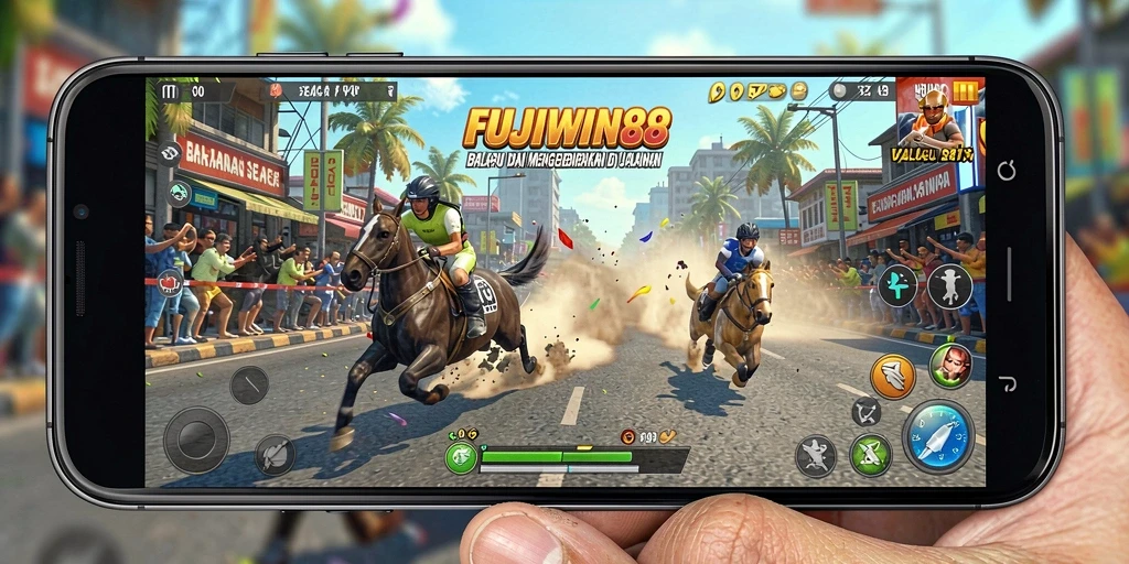 Tampilan gameplay balapan yang mendebarkan di FUJIWIN88.
