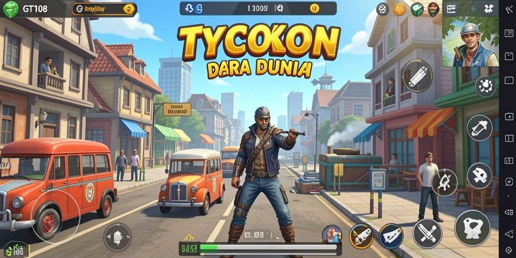 Tampilan menarik dari gameplay GT108 yang menunjukkan pengelolaan bisnis.