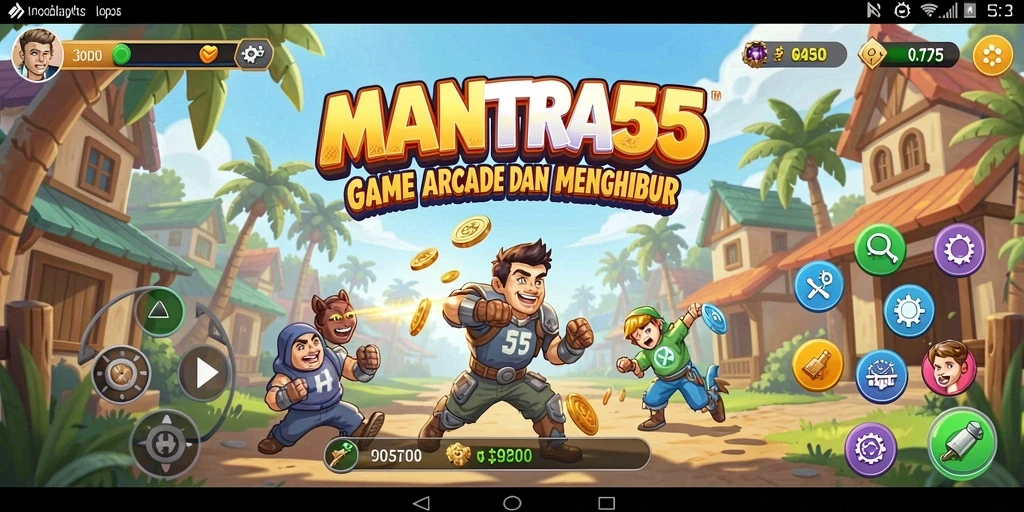 Tampilan gameplay seru MANTRA55 dalam dunia Arcade.