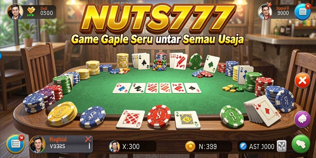 Tampilan seru gameplay Gaple NUTS777 dengan pemain berkompetisi.