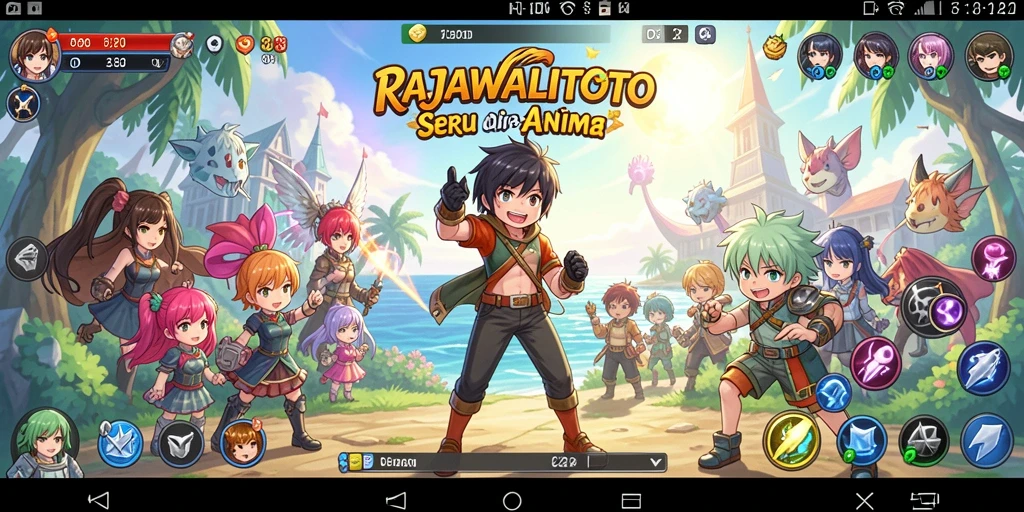 Tampilan gameplay RAJAWALITOTO dengan karakter anime yang menawan.