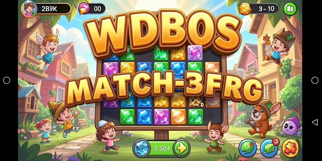 Gameplay seru WDBOS dengan tantangan Match-3 yang menarik.