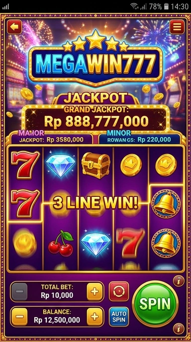 Screenshot aplikasi megawin777 yang menunjukkan berbagai kategori tersedia.